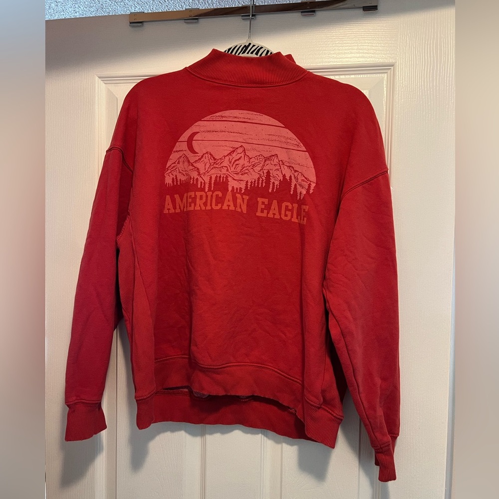 American Eagle Outfitters Red women’s graphic mock neck sweatshirt